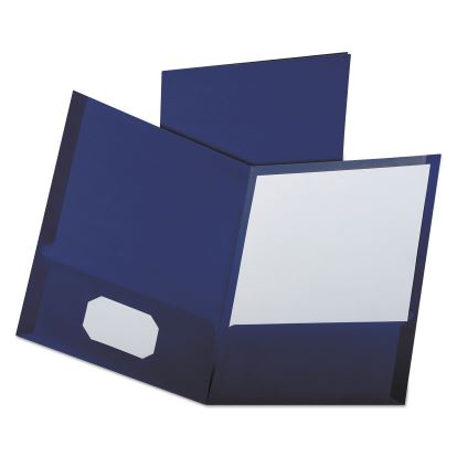 Linen Finish Twin Pocket Folders, 100-Sheet Capacity, 11 x 8.5, Navy, 25/Box1