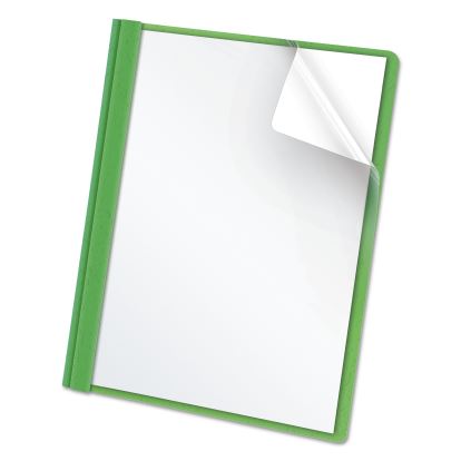 Clear Front Standard Grade Report Cover, Three-Prong Fastener, 0.5" Capacity, 8.5 x 11, Clear/Green, 25/Box1