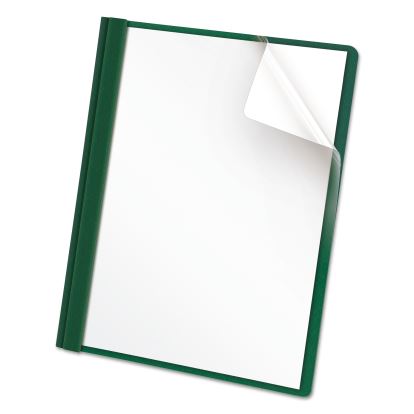 Clear Front Report Cover, Three-Prong Fastener, 0.5" Capacity, 8.5 x 11, Clear/ Hunter Green, 25/Box1