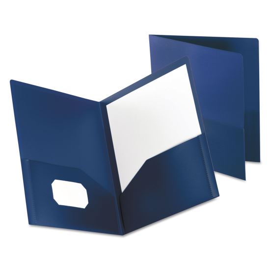 Poly Twin-Pocket Folder, 100-Sheet Capacity, 11 x 8.5, Opaque Dark Blue1