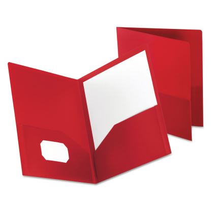 Poly Twin-Pocket Folder, 100-Sheet Capacity, 11 x 8.5, Opaque Red1