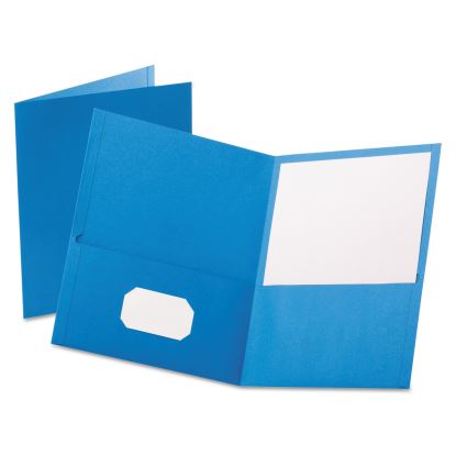 Twin-Pocket Folder, Embossed Leather Grain Paper, 0.5" Capacity, 11 x 8.5, Light Blue, 25/Box1