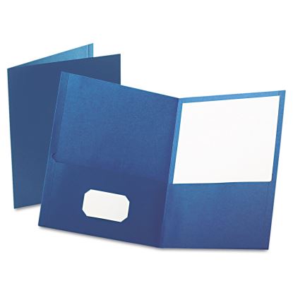 Twin-Pocket Folder, Embossed Leather Grain Paper, 0.5" Capacity, 11 x 8.5, Blue, 25/Box1