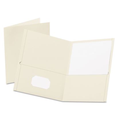 Twin-Pocket Folder, Embossed Leather Grain Paper, 0.5" Capacity, 11 x 8.5, White, 25/Box1