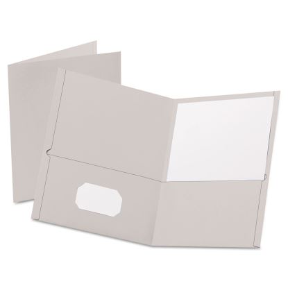 Twin-Pocket Folder, Embossed Leather Grain Paper, 0.5" Capacity, 11 x 8.5, Gray, 25/Box1