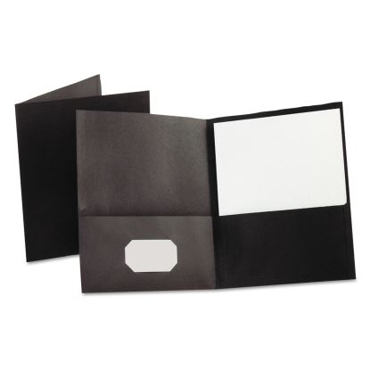 Twin-Pocket Folder, Embossed Leather Grain Paper, 0.5" Capacity, 11 x 8.5, Black, 25/Box1