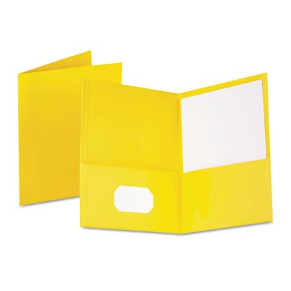 Twin-Pocket Folder, Embossed Leather Grain Paper, 0.5" Capacity, 11 x 8.5, Yellow, 25/Box1