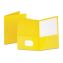 Twin-Pocket Folder, Embossed Leather Grain Paper, 0.5" Capacity, 11 x 8.5, Yellow, 25/Box1