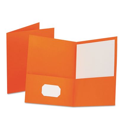 Twin-Pocket Folder, Embossed Leather Grain Paper, 0.5" Capacity, 11 x 8.5, Orange, 25/Box1