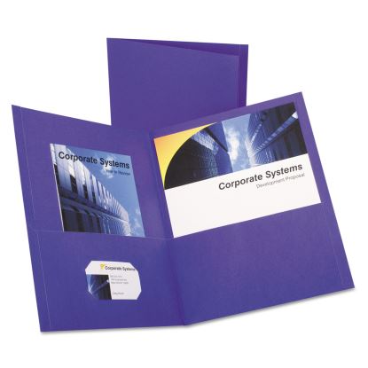 Twin-Pocket Folder, Embossed Leather Grain Paper, 0.5" Capacity, 11 x 8.5, Purple, 25/Box1