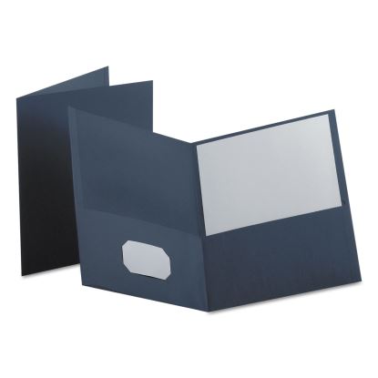 Twin-Pocket Folder, Embossed Leather Grain Paper, 0.5" Capacity, 11 x 8.5, Dark Blue, 25/Box1