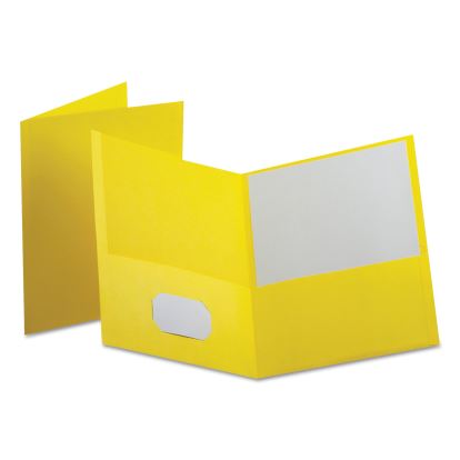 Leatherette Two Pocket Portfolio, 8.5 x 11, Yellow/Yellow, 10/Pack1