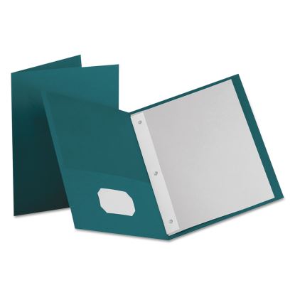 Twin-Pocket Folders with 3 Fasteners, 0.5" Capacity, 11 x 8.5, Teal, 25/Box1