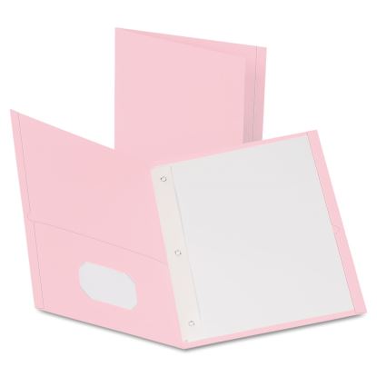 Twin-Pocket Folders with 3 Fasteners, 0.5" Capacity, 11 x 8.5, Pink,25/Box1