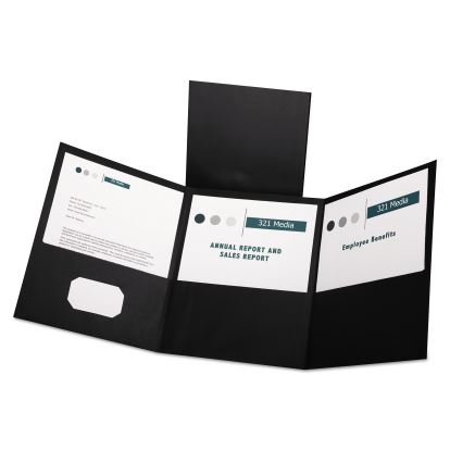 Tri-Fold Folder w/3 Pockets, 150-Sheet Capacity, 11 x 8.5, Black, 20/Box1