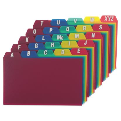 Durable Poly A-Z Card Guides, 1/5-Cut Top Tab, A to Z, 3 x 5, Assorted Colors, 25/Set1