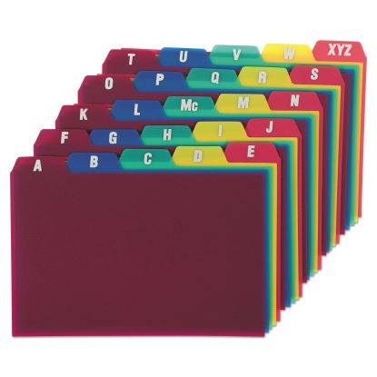 Durable Poly A-Z Card Guides, 1/5-Cut Top Tab, A to Z, 4 x 6, Assorted Colors, 25/Set1