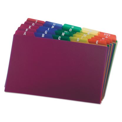Durable Poly A-Z Card Guides, 1/5-Cut Top Tab, A to Z, 5 x 8, Assorted Colors, 25/Set1