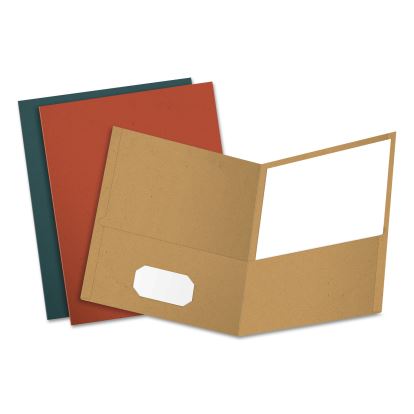 Earthwise by Oxford Recycled Paper Twin-Pocket Portfolio, 100-Sheet Capacity, 11 x 8.5, Assorted Colors, 25/Box1