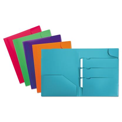 Divide It Up Four-Pocket Poly Folder, 110-Sheet Capacity, 11 x 8.5, Assorted1