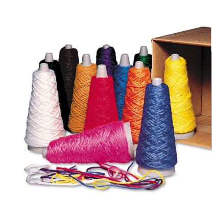 Double Weight Yarn Cones, 2-Ply, 2 oz, 100% Acrylic, Assorted Colors, 12/Box1