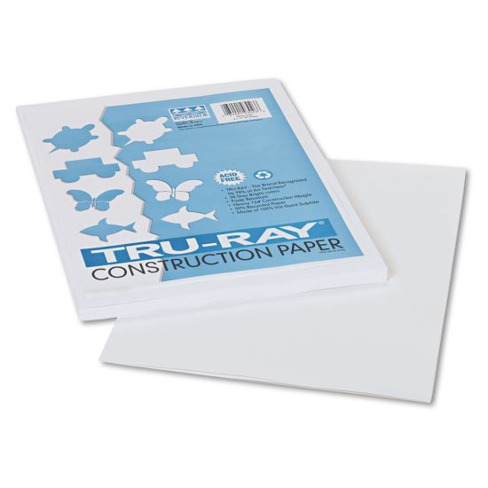 Tru-Ray Construction Paper, 76 lb Text Weight, 9 x 12, White, 50/Pack1