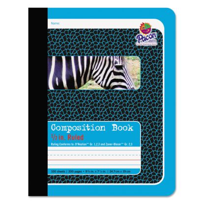 Composition Book, D'Nealian 1-3, Zaner-Bloser 2-3, Illustration Boxes/Medium-College Rule, Blue Cover, 9.75 x 7.5, 100 Sheets1