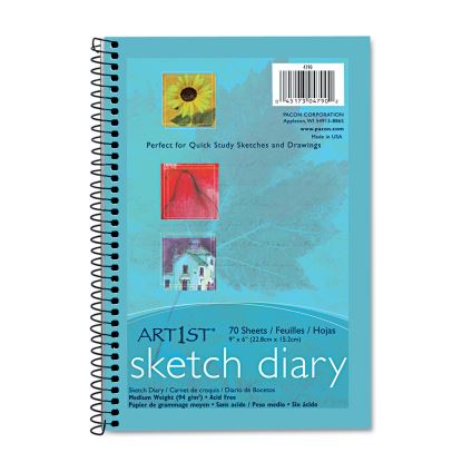 Art1st Sketch Diary, 26 lb Stock, Blue Cover, 9 x 6, 70 Sheets1