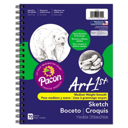 Art1st Sketch Diary, 60 lb Stock, Blue Cover, 11 x 8.5, 70 Sheets1