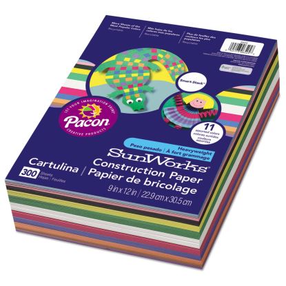 Construction Paper Smart-Stack, 58 lb Text Weight, 9 x 12, Assorted, 300/Pack1