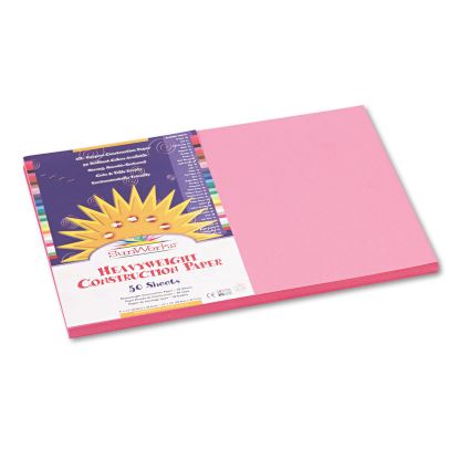 Construction Paper, 58 lb Text Weight, 12 x 18, Pink, 50/Pack1