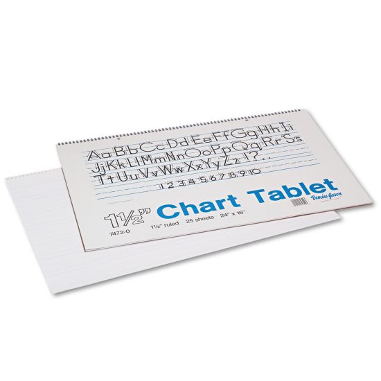 Chart Tablets, Presentation Format (1 1/2" Rule), 25 White 24 x 16 Sheets1