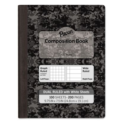 Composition Book, Wide/Legal Rule, Black Cover, 9.75 x 7.5, 20 lb Bond Paper Stock, 100 Sheets1