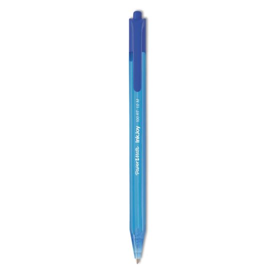 InkJoy 100 RT Ballpoint Pen, Retractable, Medium 1 mm, Blue Ink, Blue Barrel, Dozen1