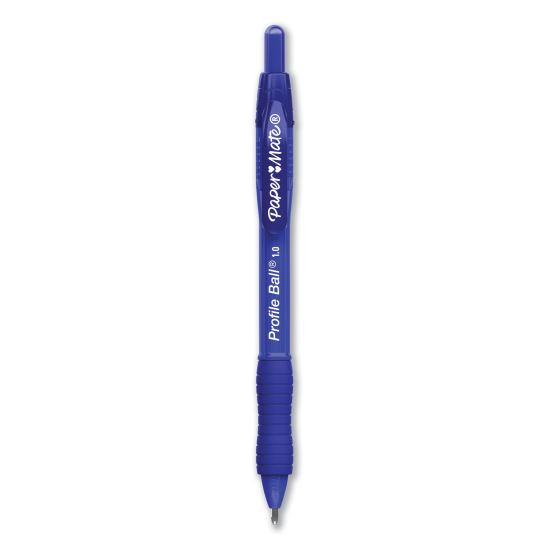 Profile Ballpoint Pen, Retractable, Medium 1 mm, Blue Ink, Translucent Blue Barrel, Dozen1