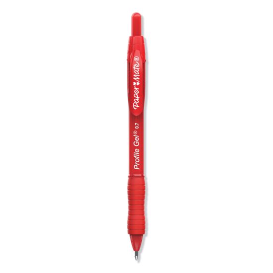 Profile Gel Pen, Retractable, Medium 0.7 mm, Red Ink, Translucent Red Barrel, Dozen1