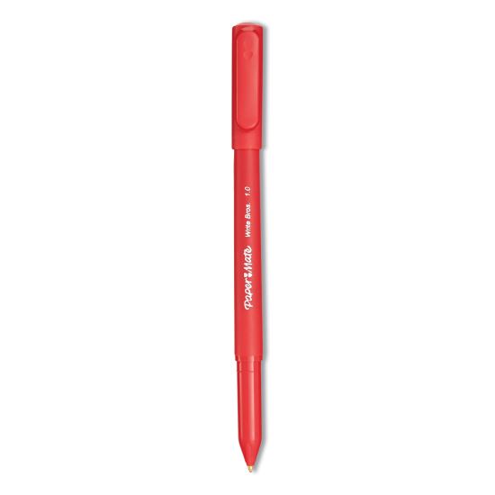 Write Bros. Ballpoint Pen, Stick, Medium 1 mm, Red Ink, Red Barrel, Dozen1