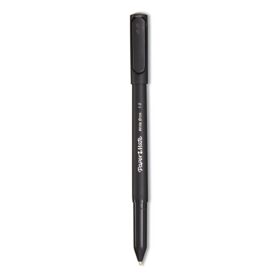 Write Bros. Ballpoint Pen, Stick, Medium 1 mm, Black Ink, Black Barrel, Dozen1