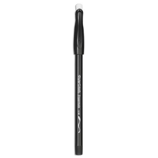 Eraser Mate Ballpoint Pen, Stick, Medium 1 mm, Black Ink, Black Barrel, Dozen1