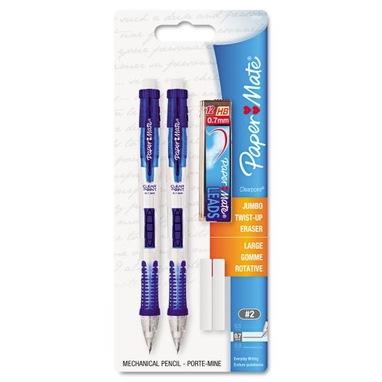 Clear Point Mechanical Pencil, 0.7 mm, HB (#2.5), Black Lead, Randomly Assorted Barrel Colors, 2/Pack1