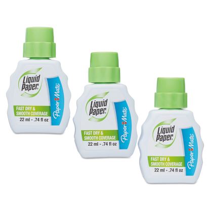 Fast Dry Correction Fluid, 22 ml Bottle, White, 3/Pack1