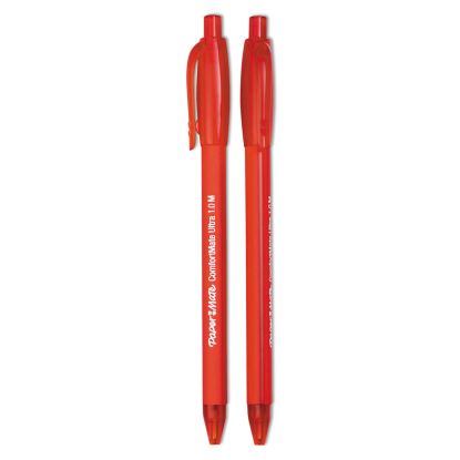 ComfortMate Ultra Ballpoint Pen, Retractable, Medium 1 mm, Red Ink, Red Barrel, Dozen1