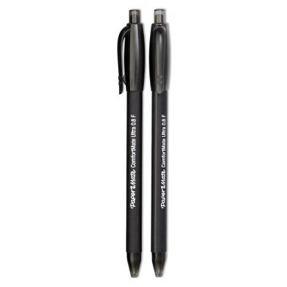 ComfortMate Ultra Ballpoint Pen, Retractable, Fine 0.8 mm, Black Ink, Black Barrel, Dozen1