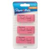 Pink Pearl Eraser, For Pencil Marks, Rectangular Block, Large, Pink, 3/Pack2