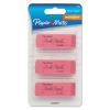 Pink Pearl Eraser, For Pencil Marks, Rectangular Block, Medium, Pink, 3/Pack2