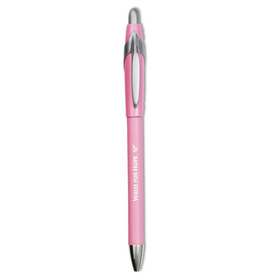 “Write for Hope” Edition FlexGrip Elite Ballpoint Pen, Retractable, Medium 1 mm, Black Ink, Pink Barrel, Dozen1