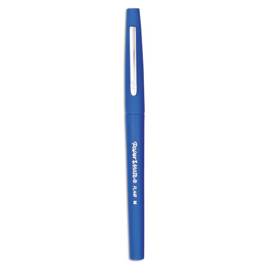 Point Guard Flair Felt Tip Porous Point Pen, Stick, Medium 0.7 mm, Blue Ink, Blue Barrel, Dozen1