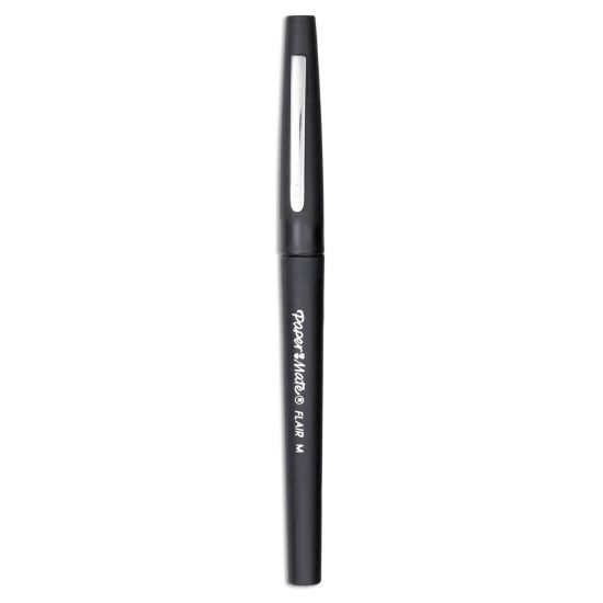 Point Guard Flair Felt Tip Porous Point Pen, Stick, Medium 0.7 mm, Black Ink, Black Barrel, Dozen1