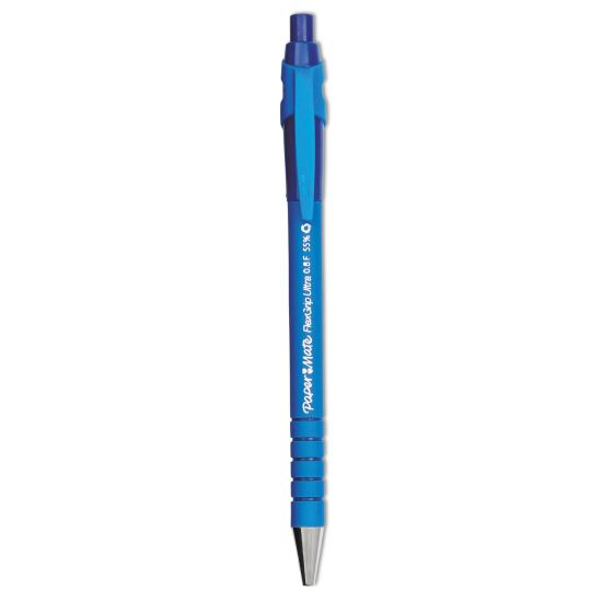 FlexGrip Ultra Ballpoint Pen, Retractable, Fine 0.8 mm, Blue Ink, Black/Blue Barrel, Dozen1