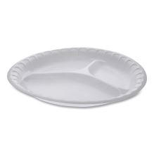 Unlaminated Foam Dinnerware, 3-Compartment Plate, 10.25" dia, White, 540/Carton1